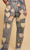 Patched Heart Denim Jeans