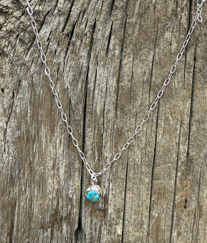 Sterling Silver Round Turquoise Pendant