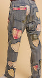 Patched Heart Denim Jeans