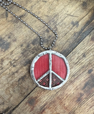 Pretty in Pink Peace Sign Pendant