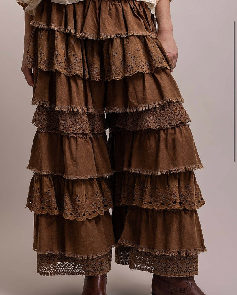 Tiered Lace Ruffle Pants