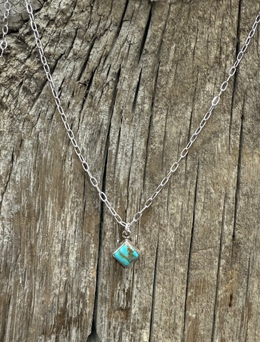 Sterling Silver Diamond Turquoise Pendant