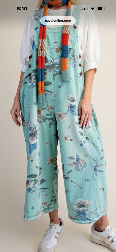 Easel Floral Overalls