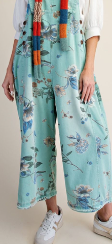 Easel Floral Overalls